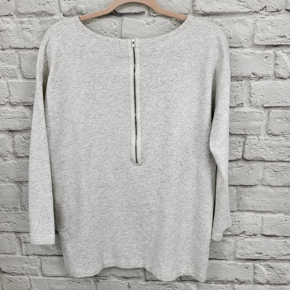 J Crew Sweatshirt Tunic Gray Back Zip Small - Picture 2 of 12